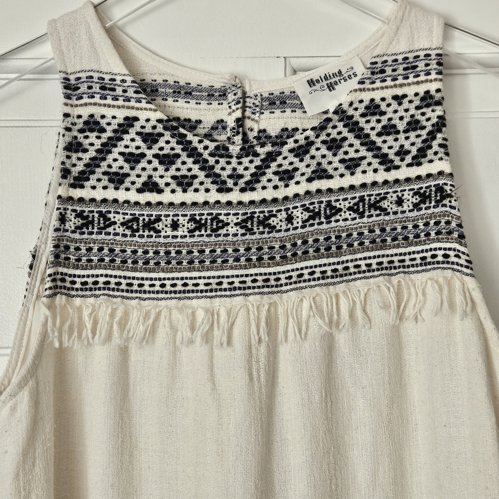 Anthropologie Holding Horses Embroidered & Fringed Tunic Top / Mini Dress XSP - Picture 3 of 11